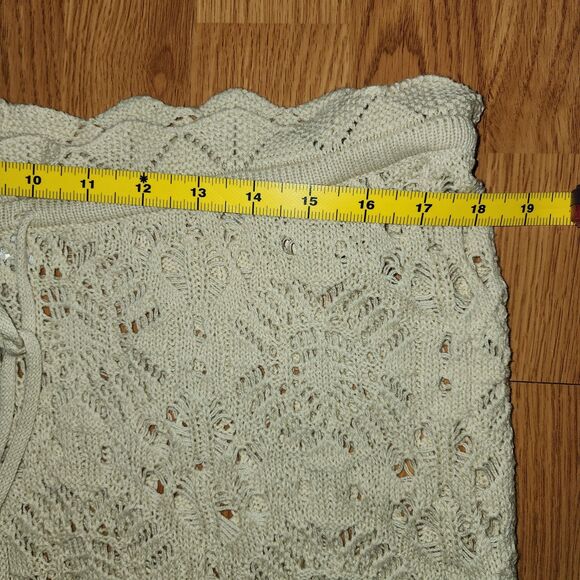 Solai The Label Women Pull On Crochet Pant Beige Sz M boho Beach Wideleg Comfort - Picture 14 of 14